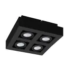 Eglo Plafond Spot Mendoza Staal Zwart 18.8W 1380lm - 830 Warm Wit | Dimbaar - Geschikt voor GU10